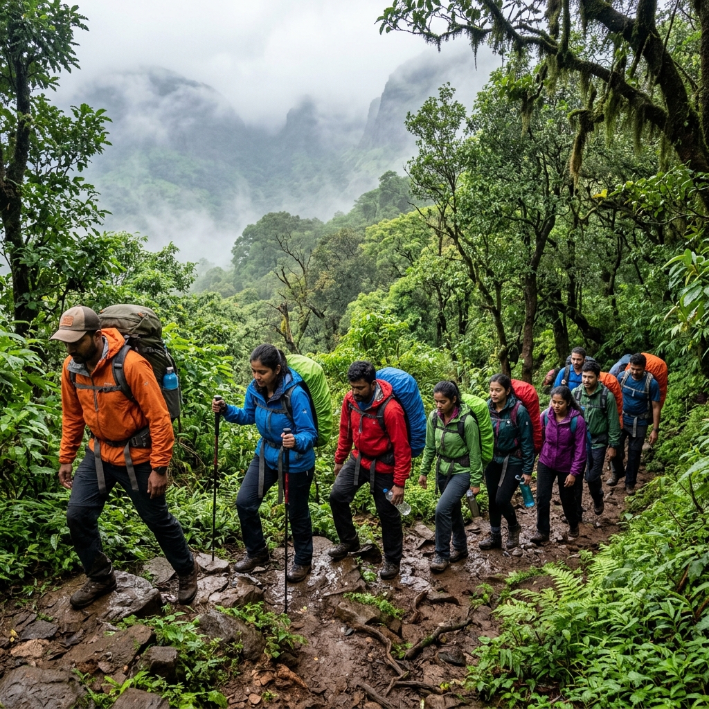 Garbett Plateau - Group trek with valley view
